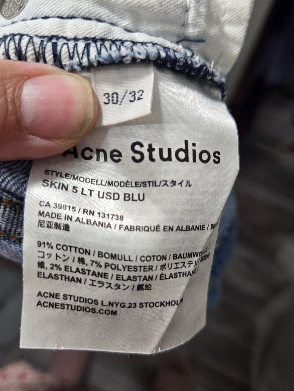 Acne Studio Women's Skin 5 LT USD Blu Jeans Sz 30/32 - Picture 5 of 13